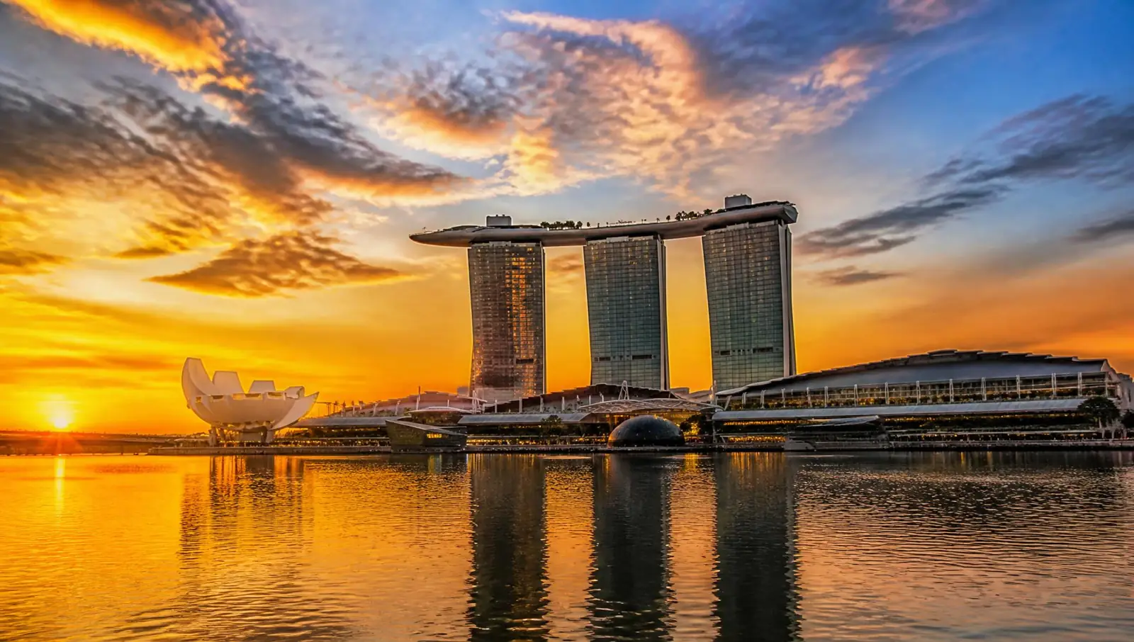 Marina Bay Sands skyline in Singapore at sunset